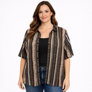 Catherines Button Down Boho Top Size 3X